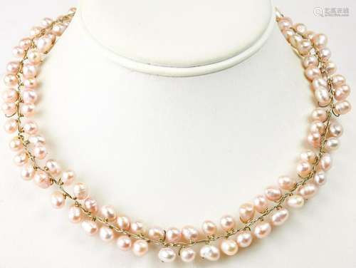 Baroque Pearl & Sterling Hand Made Choker Necklace