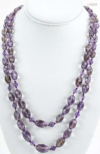 Antique Edwardian Natural Amethyst Bead Necklace