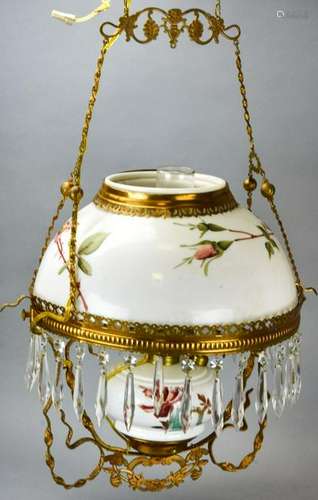 Victorian Milk Glass Chandelier Magnolias