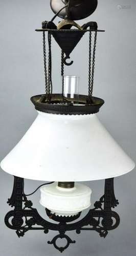 East Lake Milk Glass + Cast Metal Chandelier