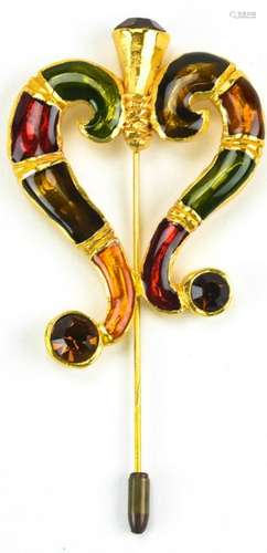 Vintage Christian Lacroix Enamel & Gilt Stick Pin