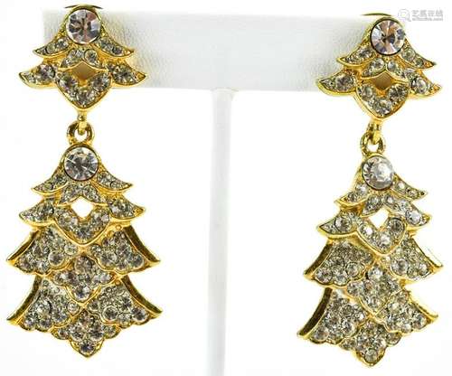 Vintage Kenneth Lane Gilt & Rhinestone Earrings