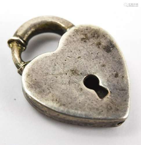 Antique Sterling Silver Heart Padlock Charm Clasp