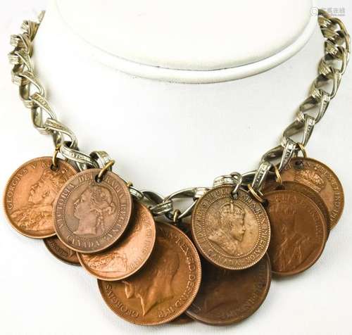 Late 19th / Early 20th C Coin Pendant Necklace