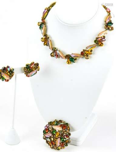 Vintage C 1960s Kramer Rhinestone Jewelry Suite