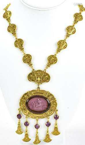 Vintage Gilt Metal C 1970s Necklace by Goldette