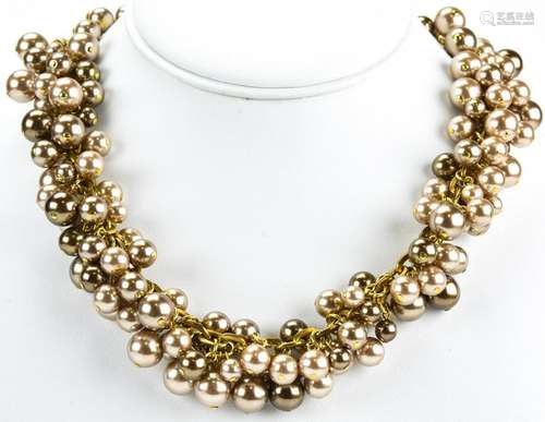 Gilt Metal & Faux Pearl Necklace by Richelieu