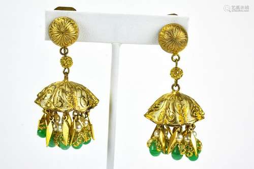 Pair Vintage 1950s Clip On Umbrella Earrings