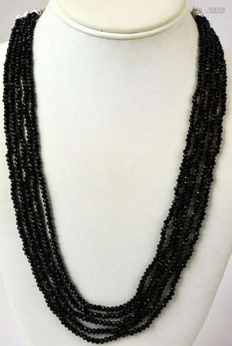 Multi Strand Faceted Black Spinel Necklace