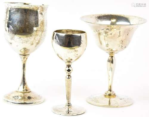 Two Sterling & One 800 Silver Miniature Goblets