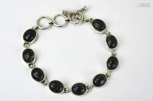 Sterling Silver & Agate Cabochon Bracelet