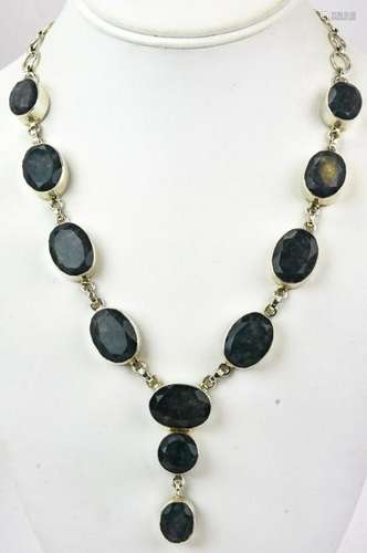 Sterling Silver & Faceted Gemstone Necklace