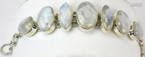 Sterling Silver & Opalescent Cabochon Bracelet