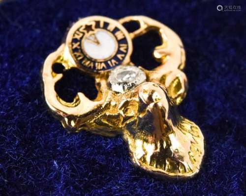 Vintage Elk's Figural Tie Tack W Diamond Chip