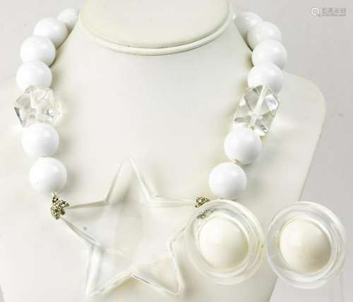 Vintage Retro Star Motif Necklace & Earring Suite