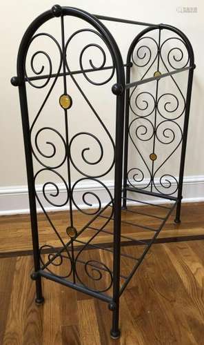 Wrought Iron Blanket Rack w Colored Glass Accents