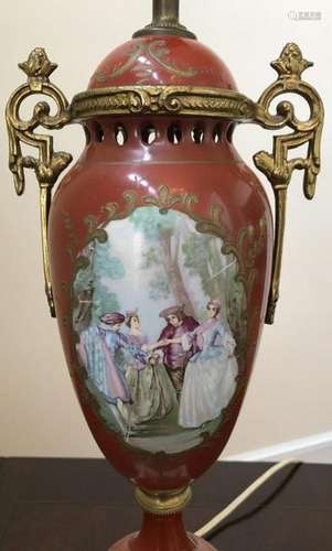 French Sevres Urn Mount Porcelain + Ormolu Lamp