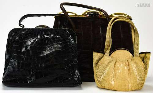 Trio of  Vintage Alligator Women's Hand Bags