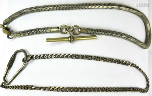 Two Estate Silver Tone Watch Fob Chains