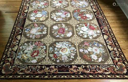 Victorian Style Needlepoint Floral Carpet