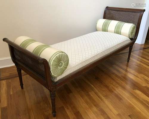 Neo Classical Caned Mahogany Chaise Lounge