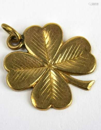 Estate 10kt Yellow Gold Four Leaf Clover Pendant