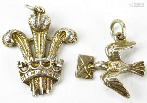 Vintage Sterling Charms - Prince of Wales & Dove