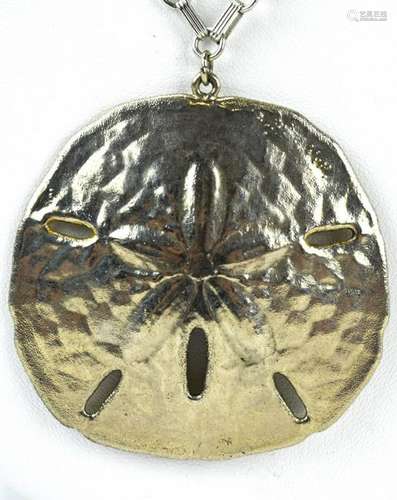 Sterling Plated Sand Dollar Necklace Pendant