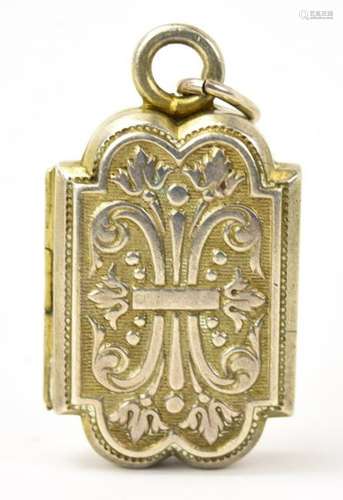 Antique 19th C Sterling Silver Locket Pendant