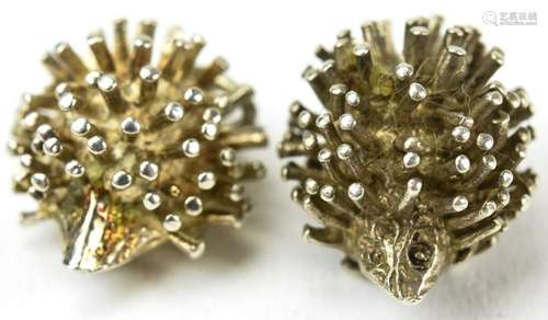 Pair of Vintage Sterling Silver Porcupine Charms