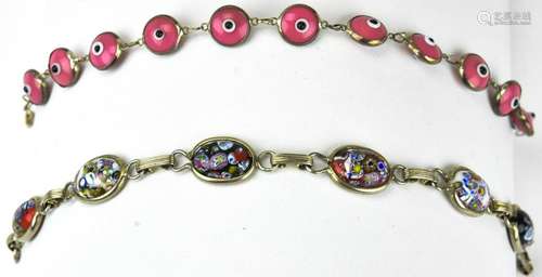 Mille Fiore & Evil Eye Art Glass Sterling Bracelet