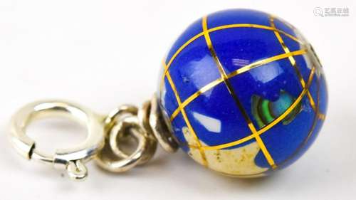 Vintage Globe Charm or Pendant w Sterling Clasp