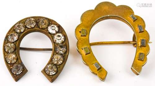 Two Antique 19th C Horseshoe Brooch Pins