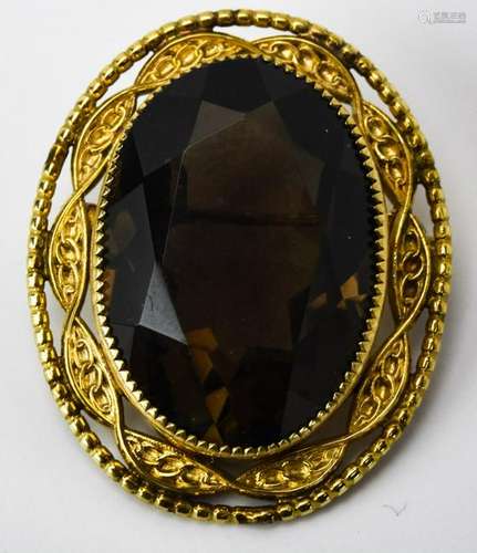 Vintage Catamore Smoky Topaz Gold Filled Brooch