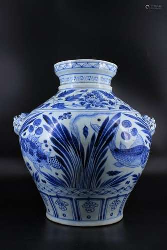 Ming Porcelain Blue&White Fish Jar