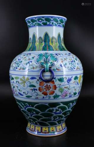 Large Qing Porcelain DouCai Vase