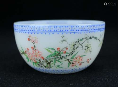 Chinese Qing Peking Glass Famille Rose Cup