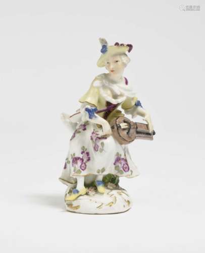 Woman playing Hurdy Gurdy from the ''Galante Kapelle''Meissen, 2nd half of the 18th century, model