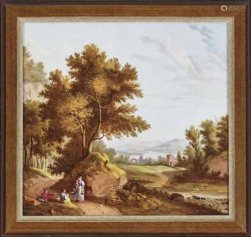 On Lake GenevaPorcelain image. Probably after a painting by Frédéric Frégevize (1770 - 1849).