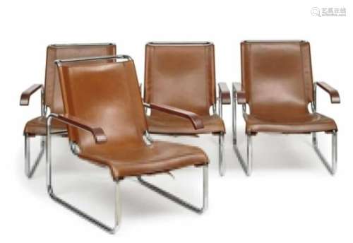Four cantilever chairs S 35 LMarcel Breuer, Thonet Brothers, Frankenberg, 1980s production Steel