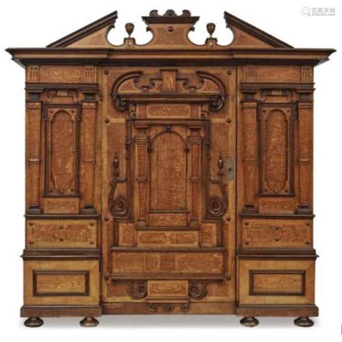 A cabinetSouth German Renaissance style, mid-19th century Flowering ash and maple veneer, as well as