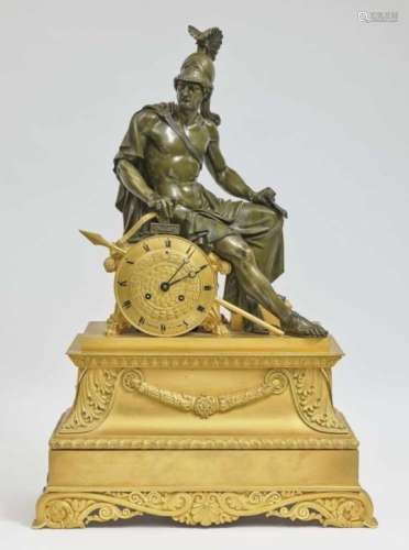 A mantel clockParis, 19th century, Laguesse & Cie. Bronze, partly gold-plated and/or burnished.