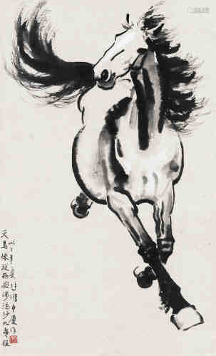 徐悲鸿（1895～1953） 1944年作 天马 立轴 水墨纸本