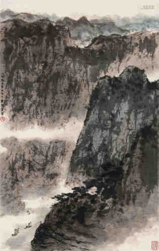 傅抱石（1904～1965） 峡江图 立轴 设色纸本