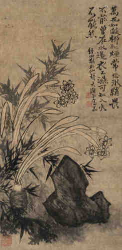 石涛（1642～1707） 竹石水仙图 镜心 水墨纸本