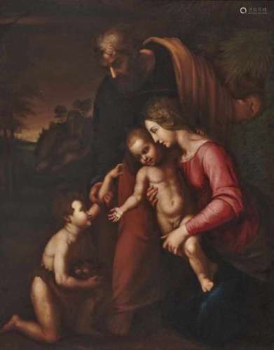 After Raffael (Raffaello Sanzio da Urbino)The Holy Family with John the Baptist as a Boy Oil on