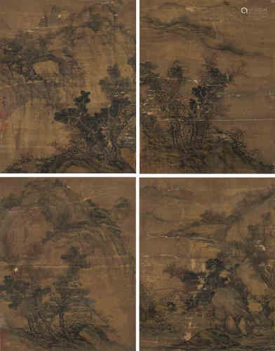 王翚（1632～1717） 山水 （四帧） 册页 设色绢本