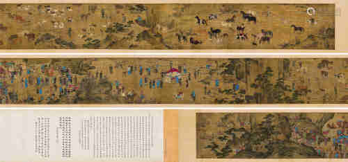 顾见龙（1606～1687） 狩猎图 手卷 设色绢本