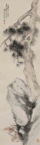 胡公寿（1823～1886） 三寿图 立轴 设色纸本