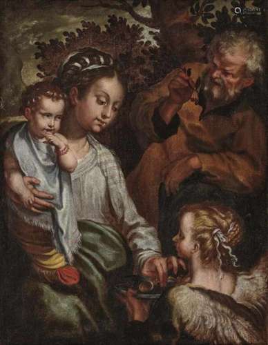 Follower of Vanni, FrancescoRest on the Flight into Egypt Oil on canvas. 67.5 x 52 cm. Relined.